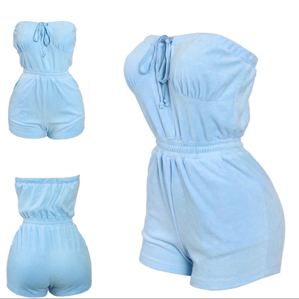Blue Terry Cloth Romper